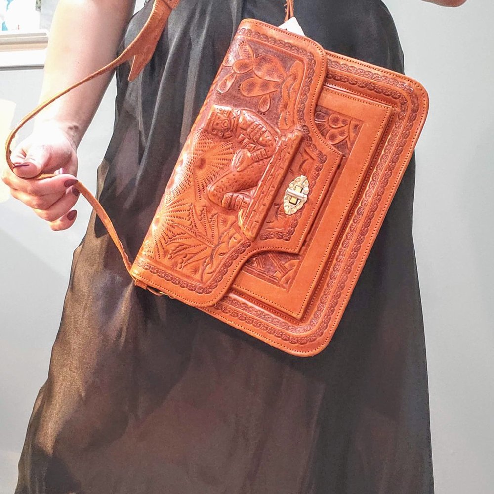 Vintage Leather Hand Tooled Purse